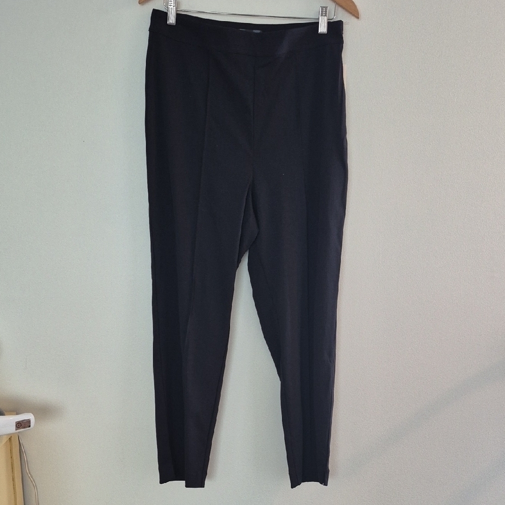 Summersalt Black Side Zip Trousers Straight Leg Slit Ankle Sewn Pleat Size 12